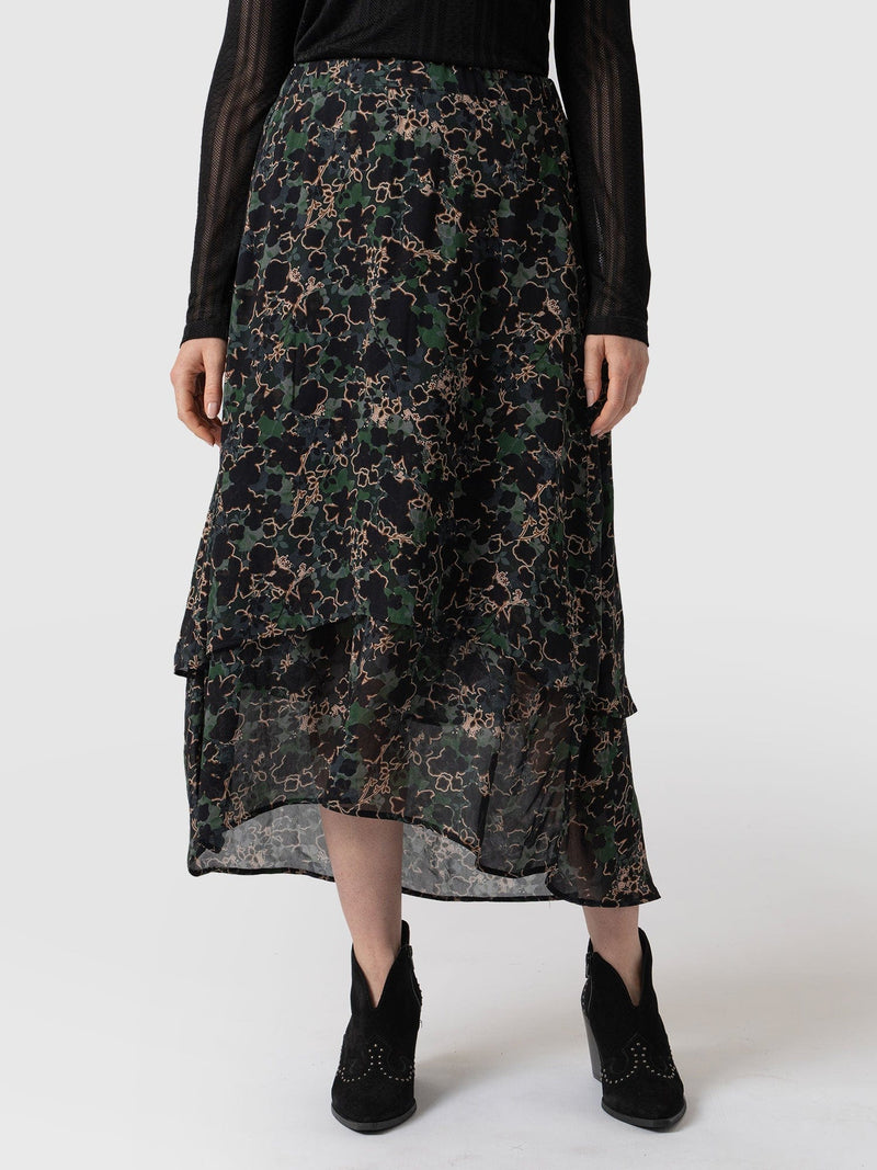 Etta Layered Skirt Green Twilight Floral - Women's Skirts | Saint + Sofia® USA