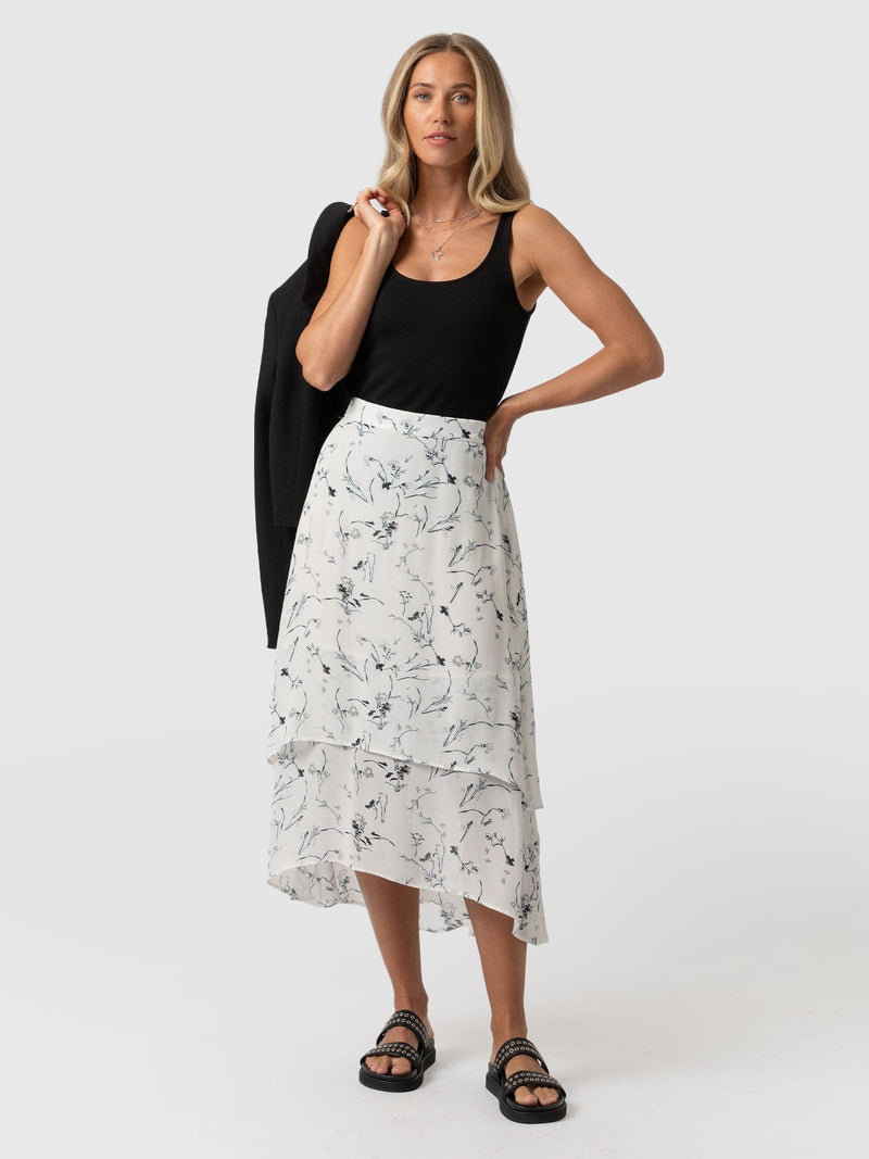 Etta Layered Skirt White Floral - Women's Skirts | Saint + Sofia® USA