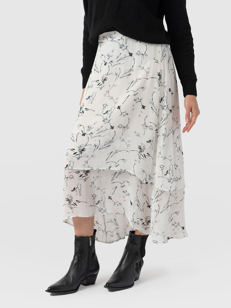 Etta Layered Skirt White Floral - Women's Skirts | Saint + Sofia® USA