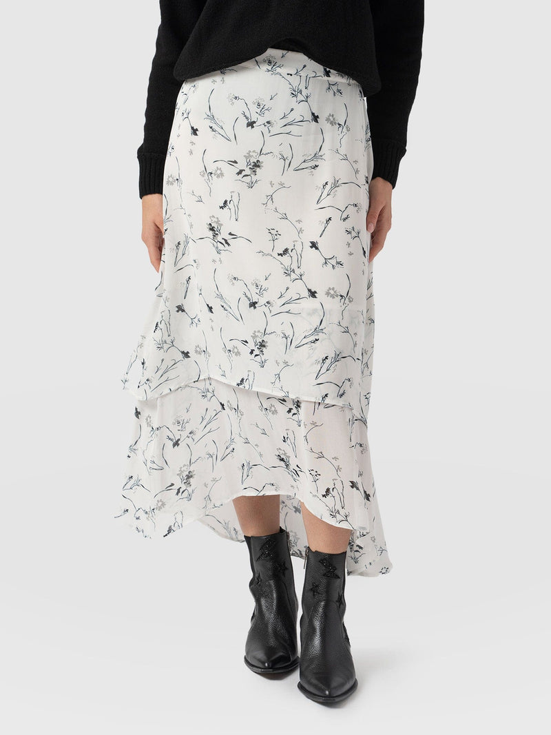 Etta Layered Skirt White Floral - Women's Skirts | Saint + Sofia® USA