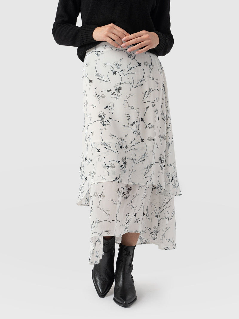 Etta Layered Skirt White Floral - Women's Skirts | Saint + Sofia® USA