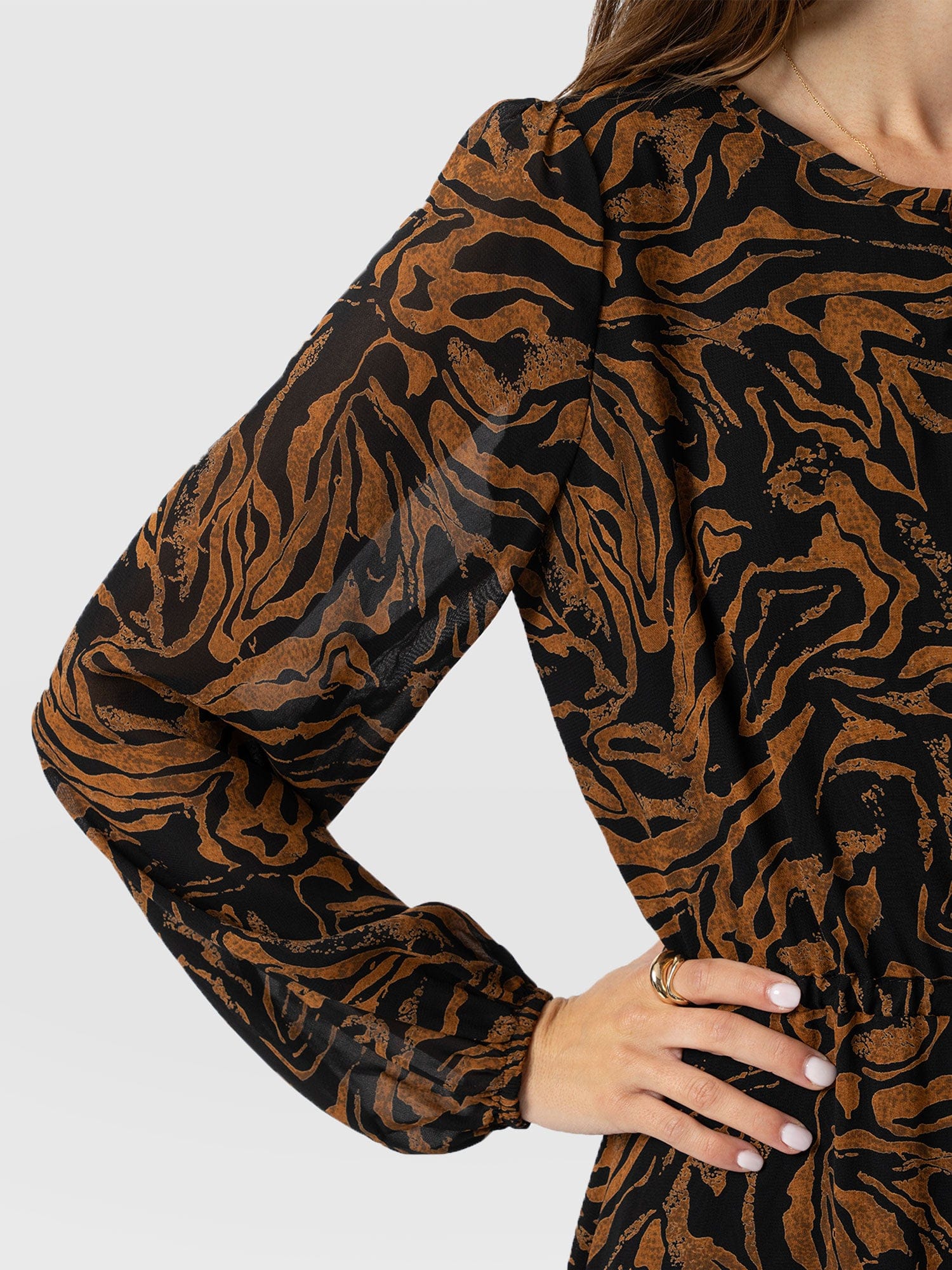 Evelyn High Low Dress - Brown Zebra - Women's Dresses | Saint and Sofia® USA