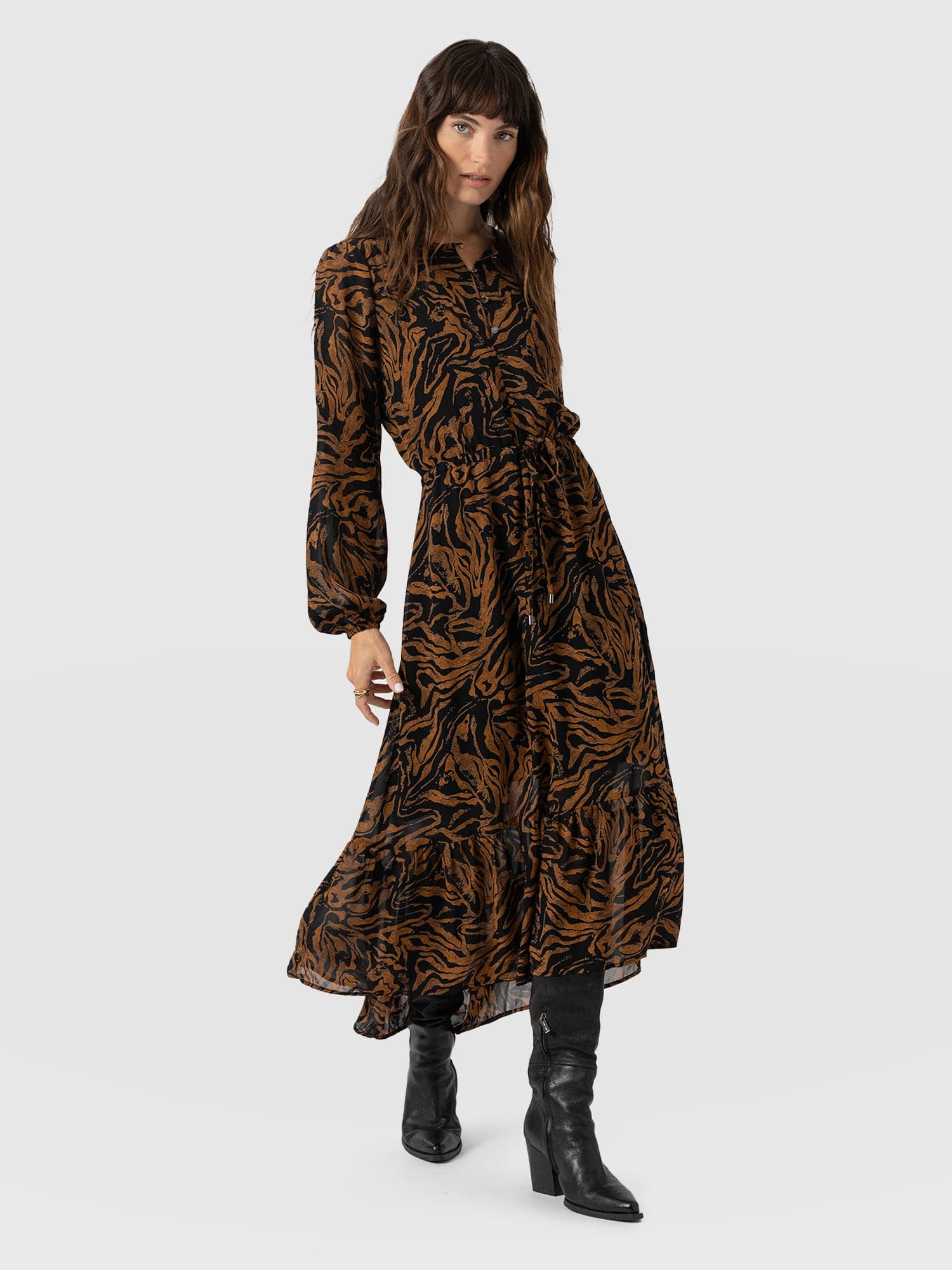 Evelyn High Low Dress - Brown Zebra - Women's Dresses | Saint + Sofia® USA
