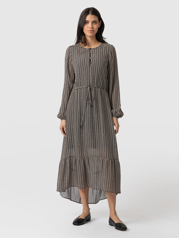 Evelyn High Low Dress Monochrome Wave - Women's Dresses | Saint + Sofia® USA
