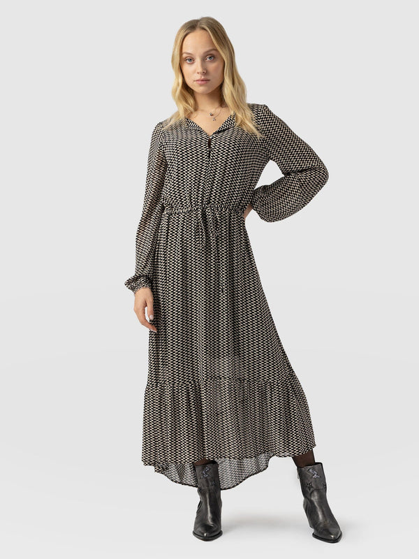 Evelyn High Low Dress Monochrome Wave - Women's Dresses | Saint + Sofia® USA