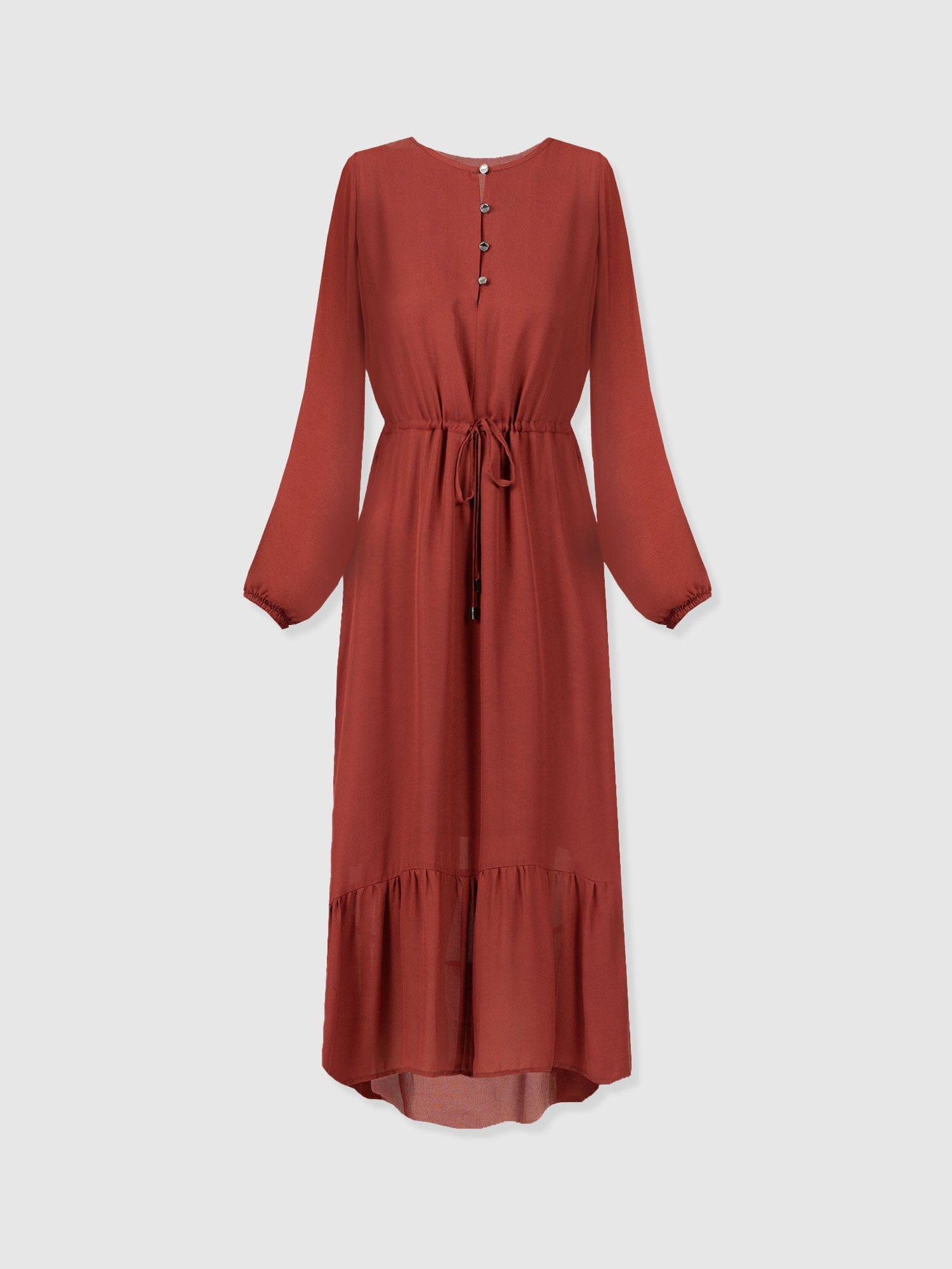 Evelyn High Low Dress - Rust Red - Women's Dresses | Saint and Sofia® USA