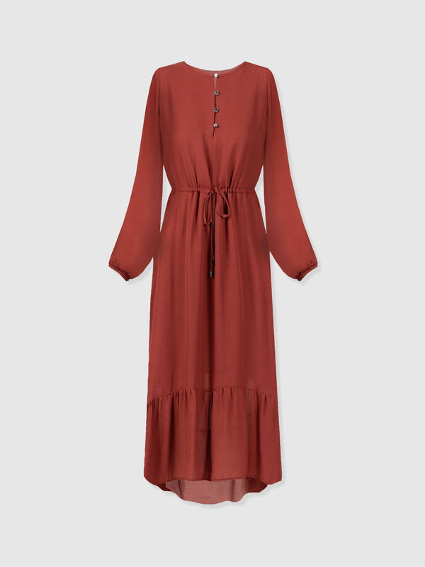 Evelyn High Low Dress - Rust Red - Women's Dresses | Saint + Sofia® USA
