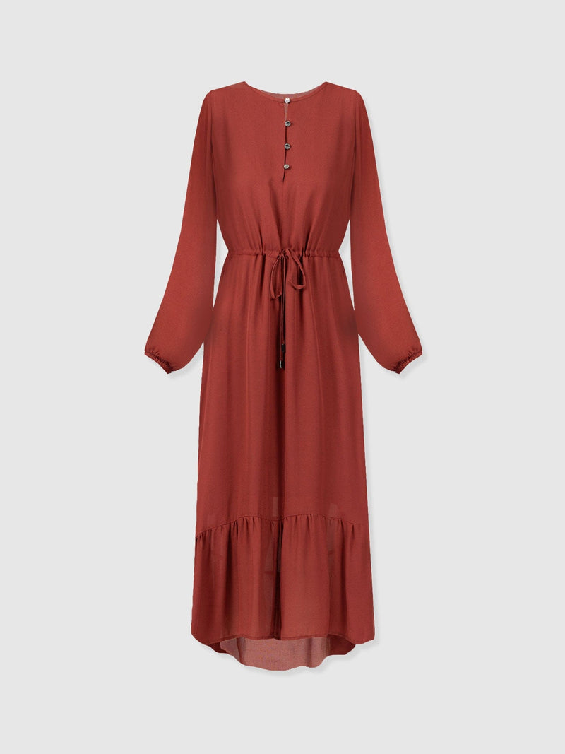 Evelyn High Low Dress - Rust Red - Women's Dresses | Saint + Sofia® USA