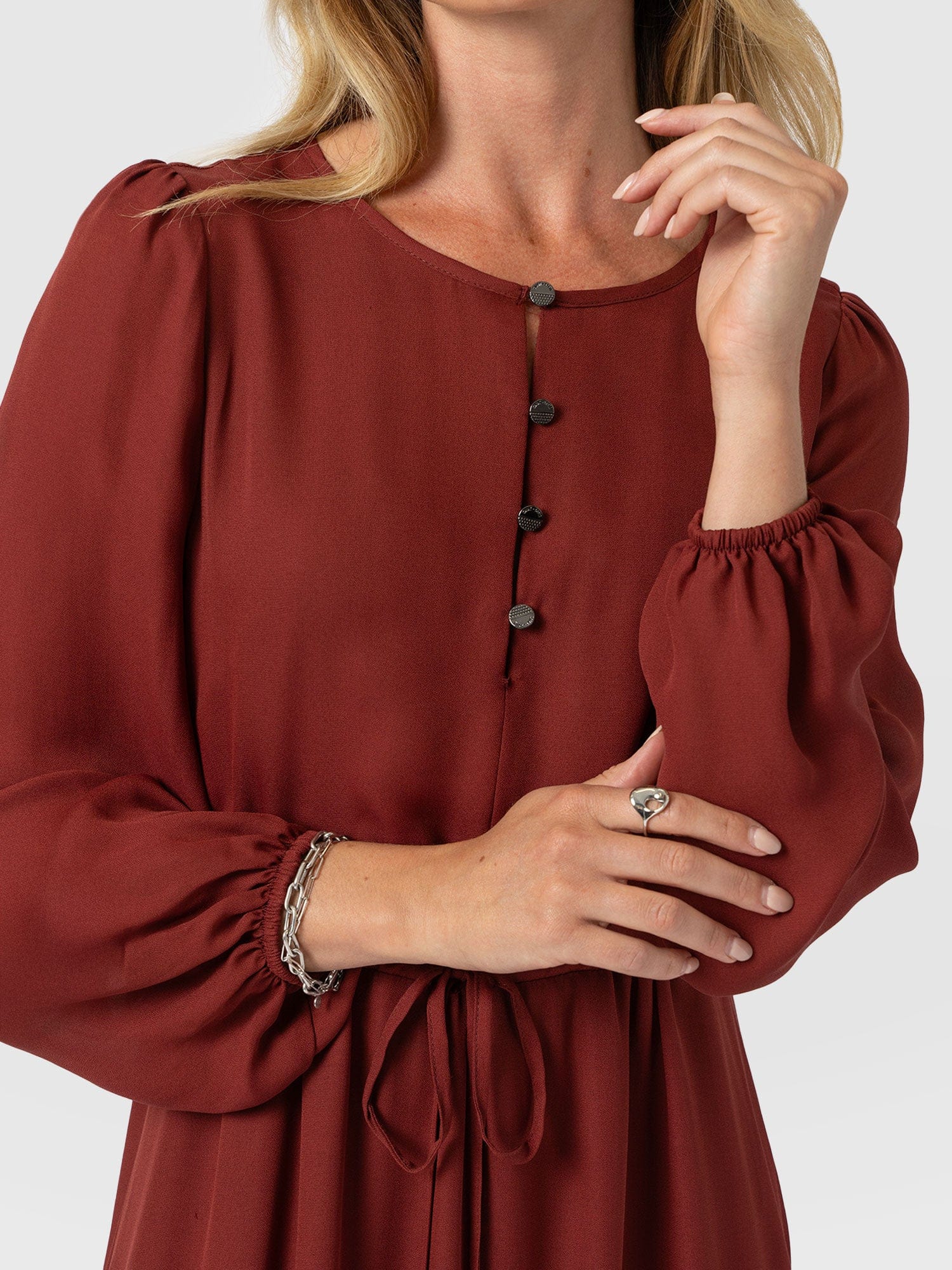 Evelyn High Low Dress - Rust Red - Women's Dresses | Saint + Sofia® USA