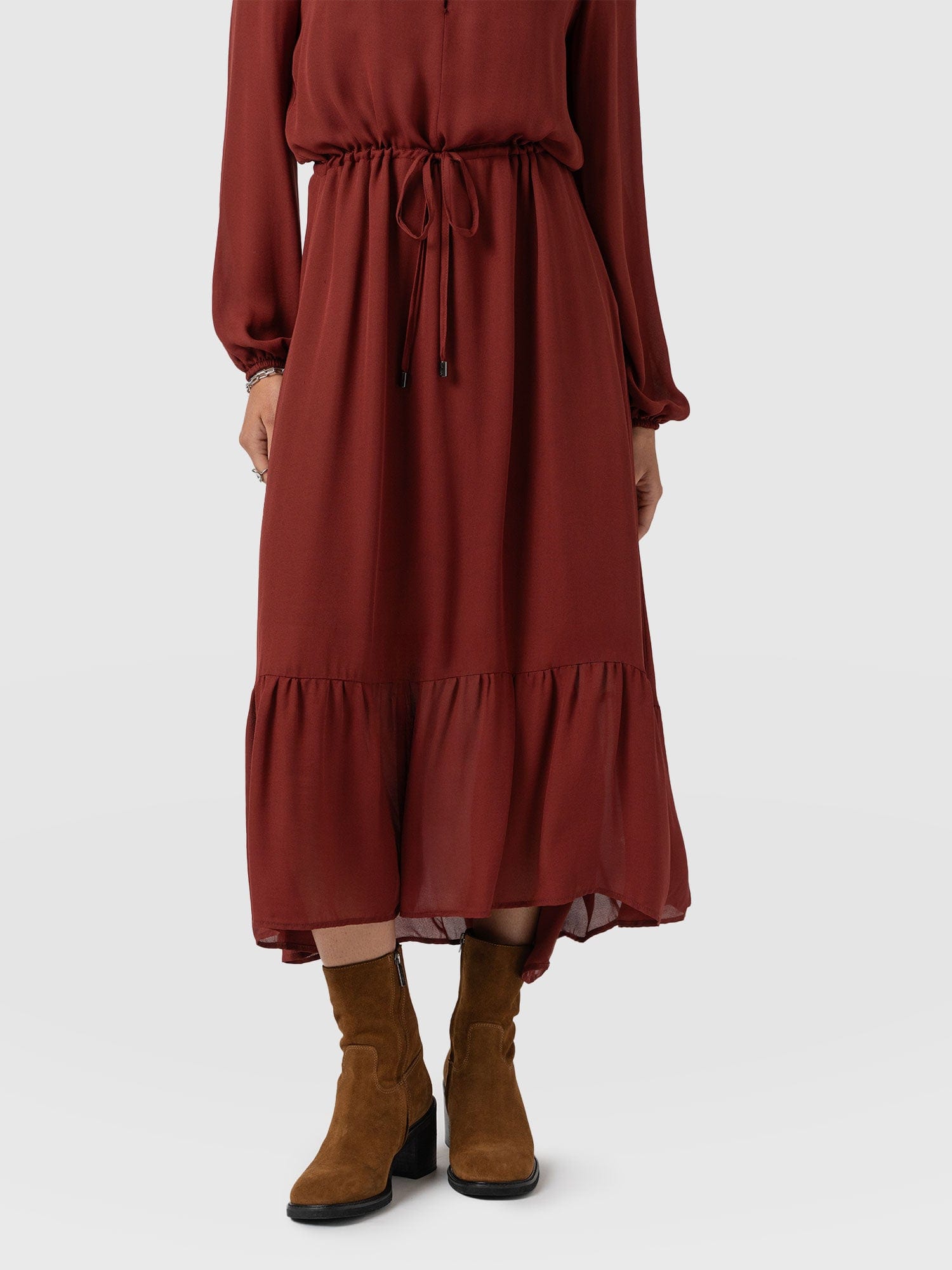 Evelyn High Low Dress - Rust Red - Women's Dresses | Saint + Sofia® USA