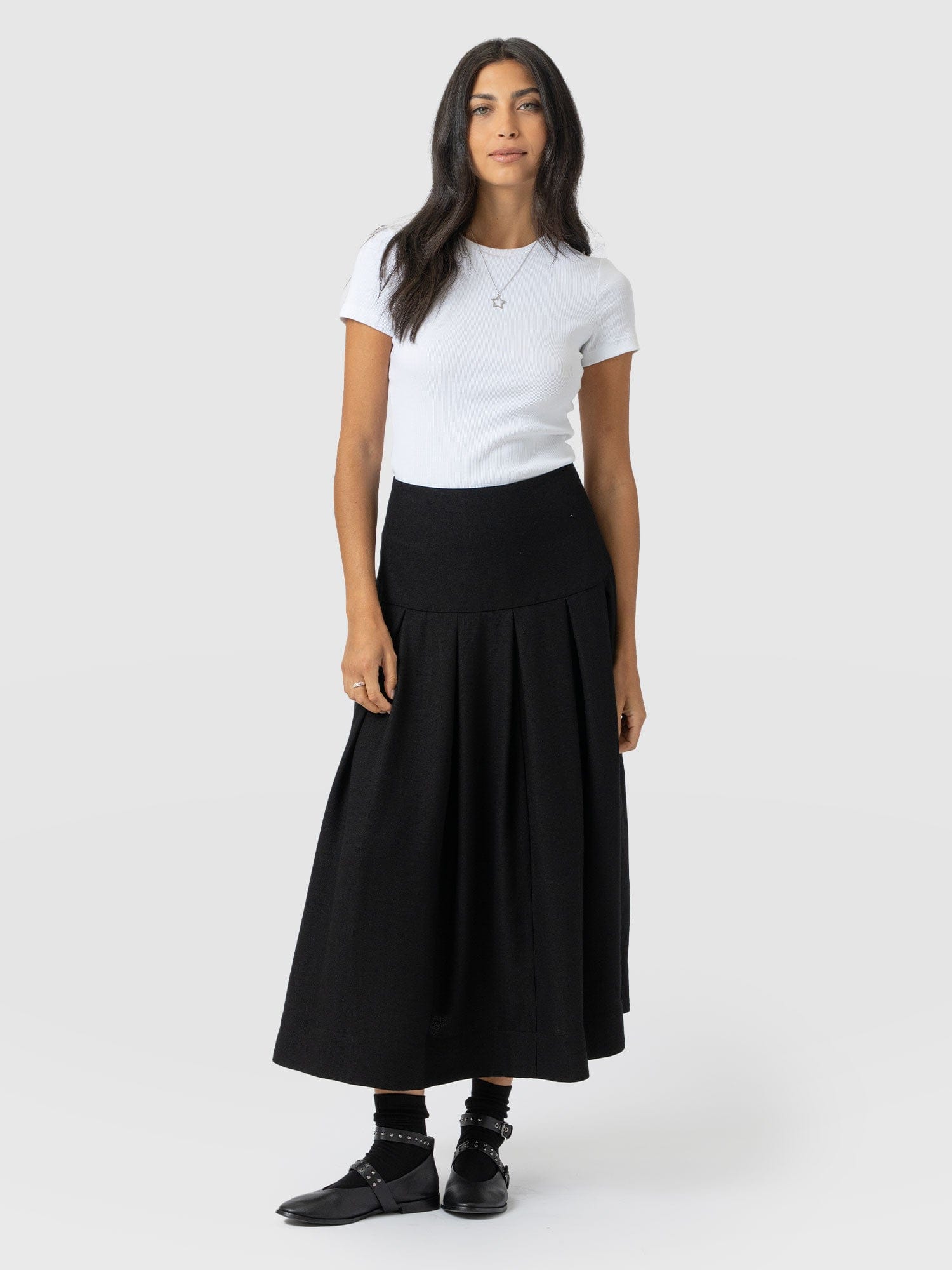 Everly Pleated Skirt - Black - Women's Skirts | Saint + Sofia? USA