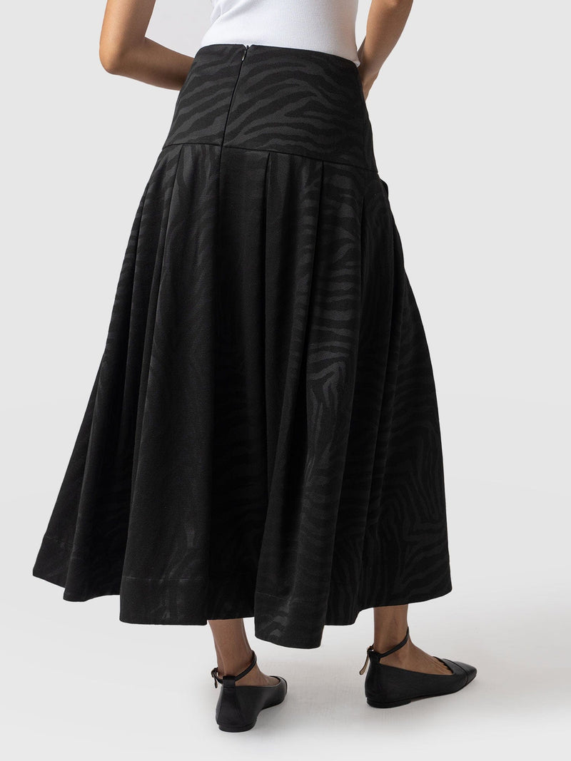 Everly Pleated Skirt Black Zebra  - Women's Skirts | Saint + Sofia® US
