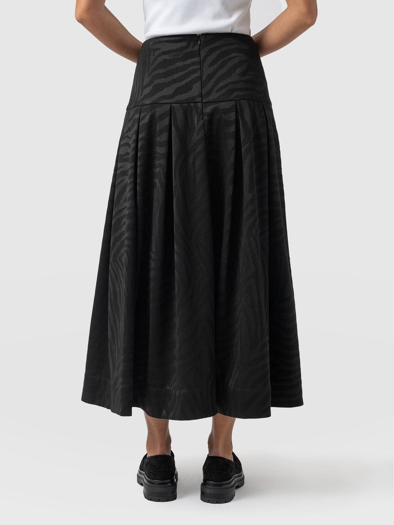 Everly Pleated Skirt Black Zebra  - Women's Skirts | Saint + Sofia® US