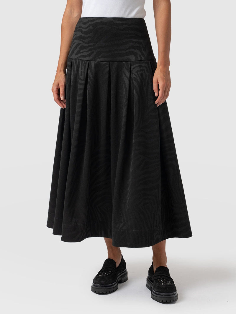 Everly Pleated Skirt Black Zebra  - Women's Skirts | Saint + Sofia® US