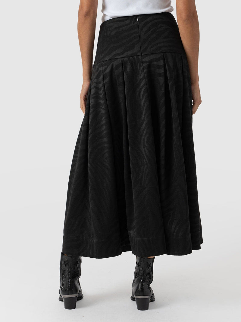 Everly Pleated Skirt Black Zebra  - Women's Skirts | Saint + Sofia® US