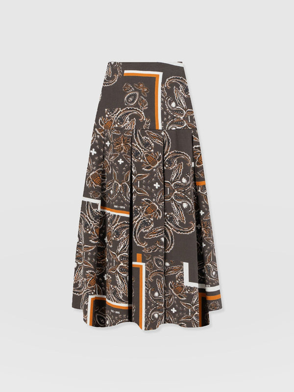Everly Pleated Skirt - Brown Paisley - Women's Skirts | Saint + Sofia? USA