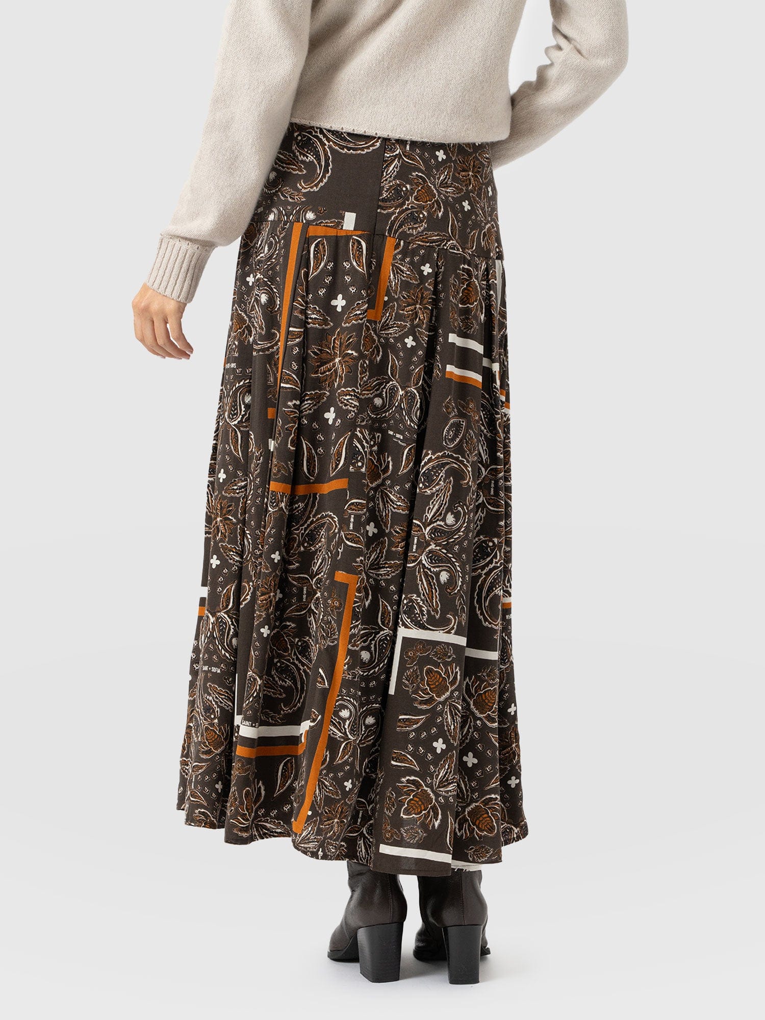 Everly Pleated Skirt - Brown Paisley - Women's Skirts | Saint + Sofia? USA