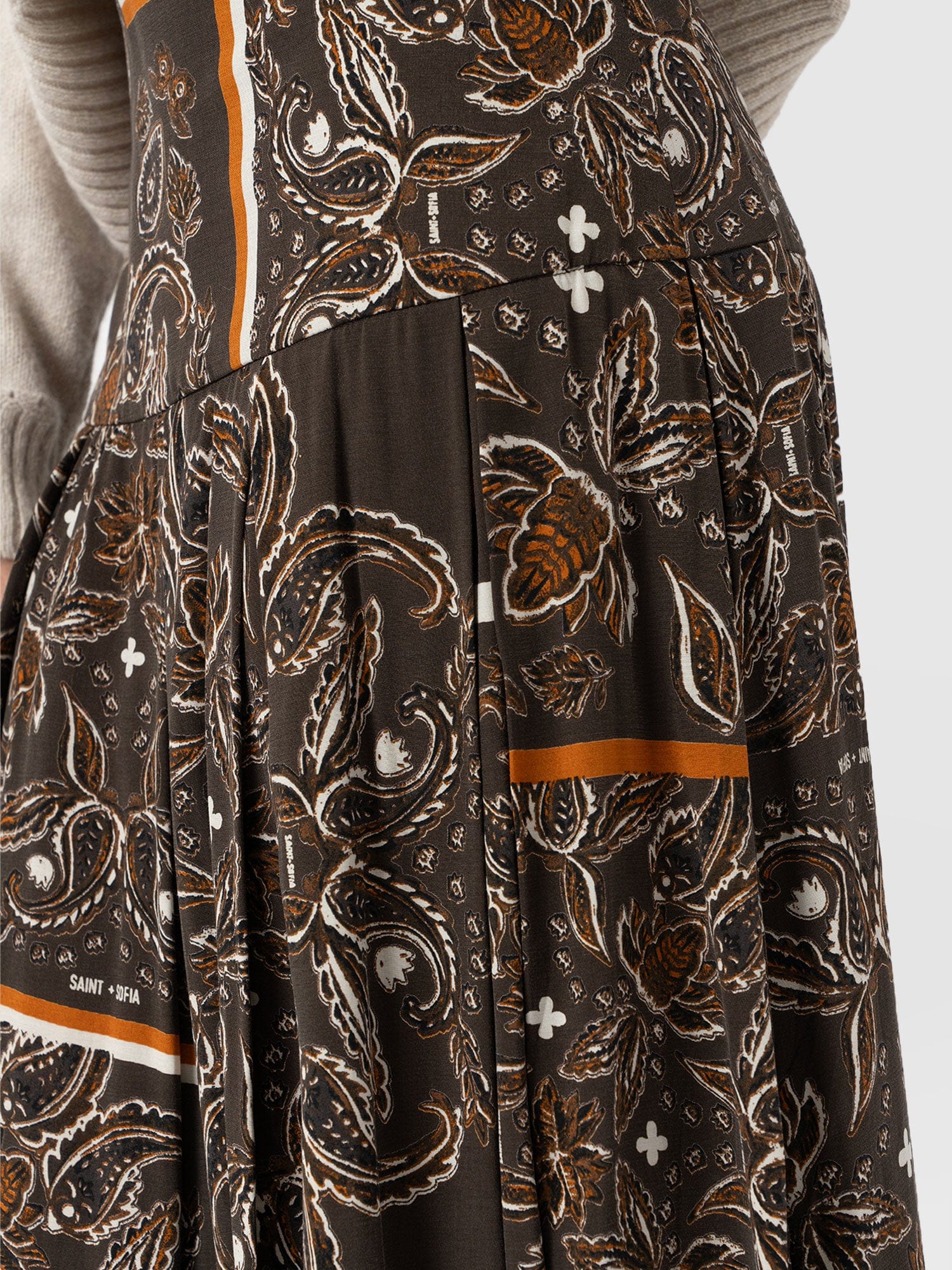 Everly Pleated Skirt - Brown Paisley - Women's Skirts | Saint + Sofia? USA