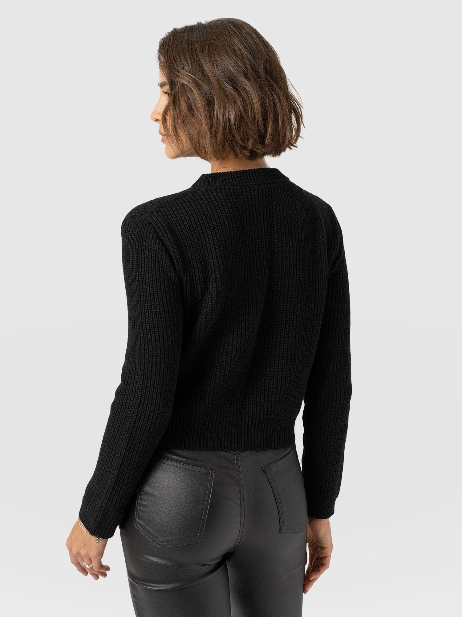 Eyelet Rib Knit Sweater Black - Women's Sweaters | Saint + Sofia® US
