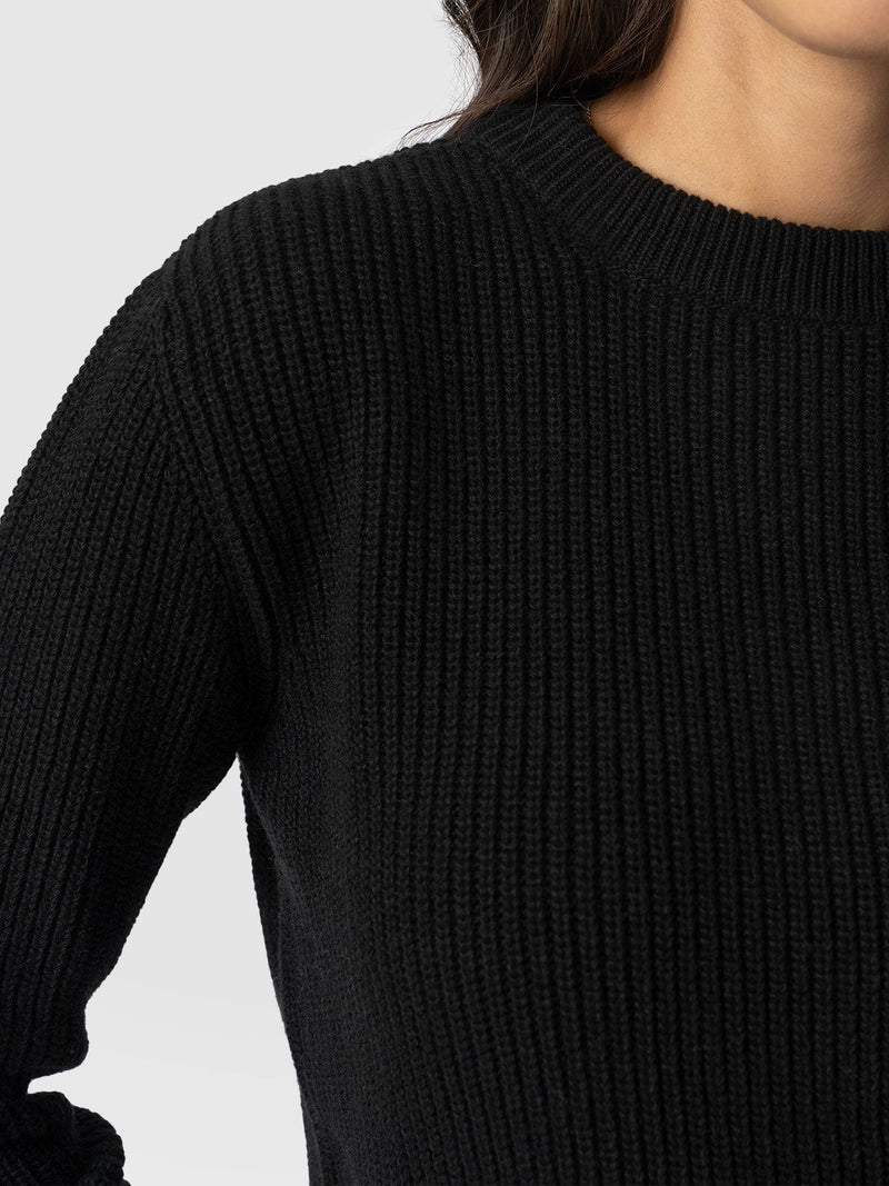 Eyelet Rib Knit Sweater Black - Women's Sweaters | Saint + Sofia® US