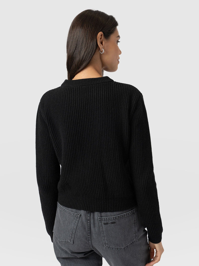 Eyelet Rib Knit Sweater Black - Women's Sweaters | Saint + Sofia® US