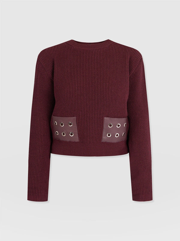 Eyelet Rib Knit Sweater Maroon - Women's Sweaters | Saint + Sofia® US