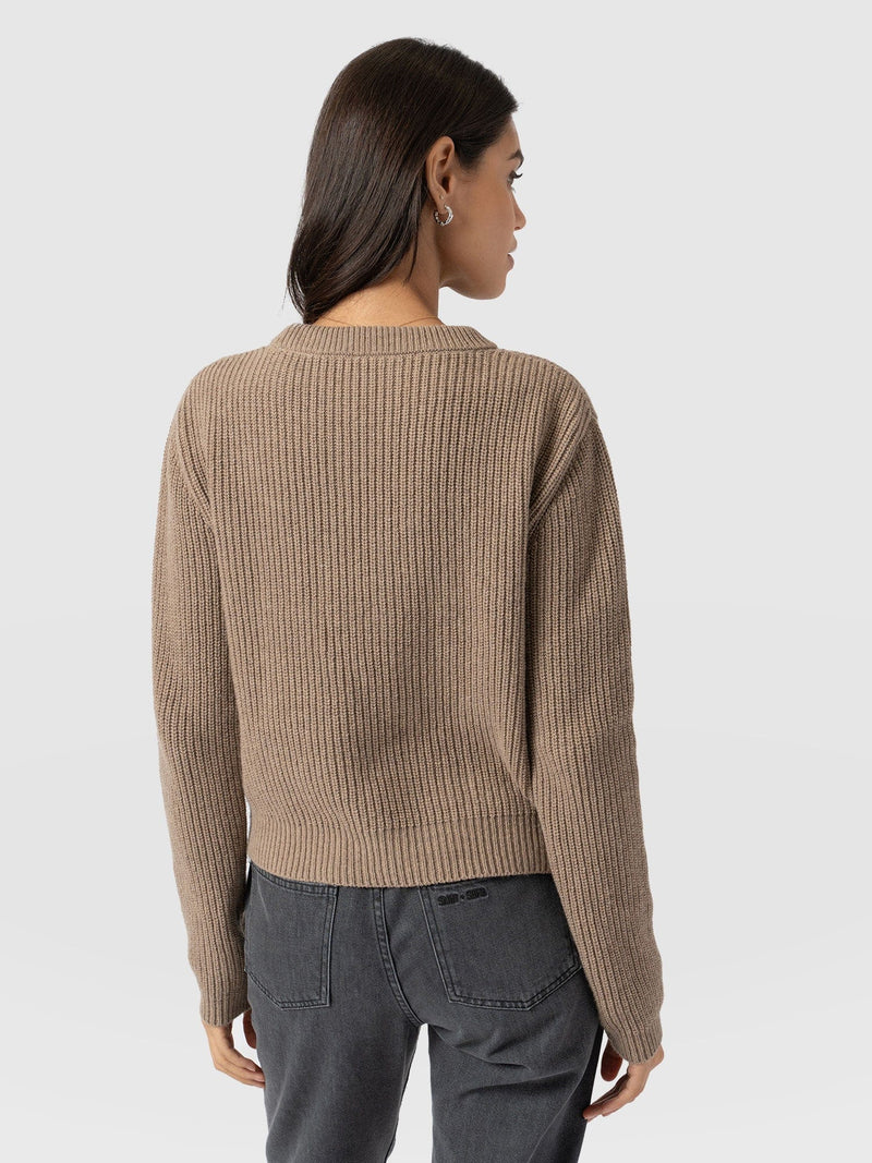 Eyelet Rib Knit Sweater Mocha - Women's Sweaters | Saint + Sofia® US