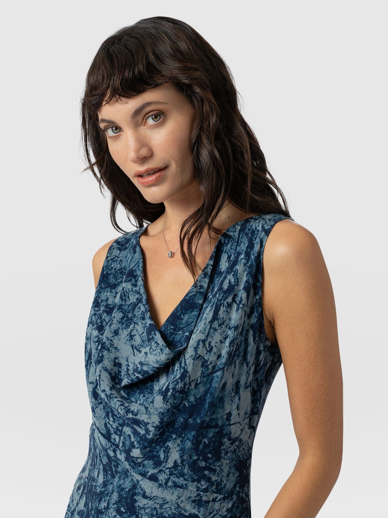 Faye Cowl Neck Dress Blue Marble - Women's Dresses | Saint + Sofia® US