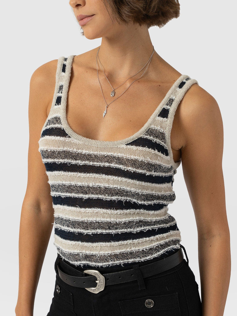 Fearne Knit Cami - Blue Stripe - Women's Tanks | Saint + Sofia® USA