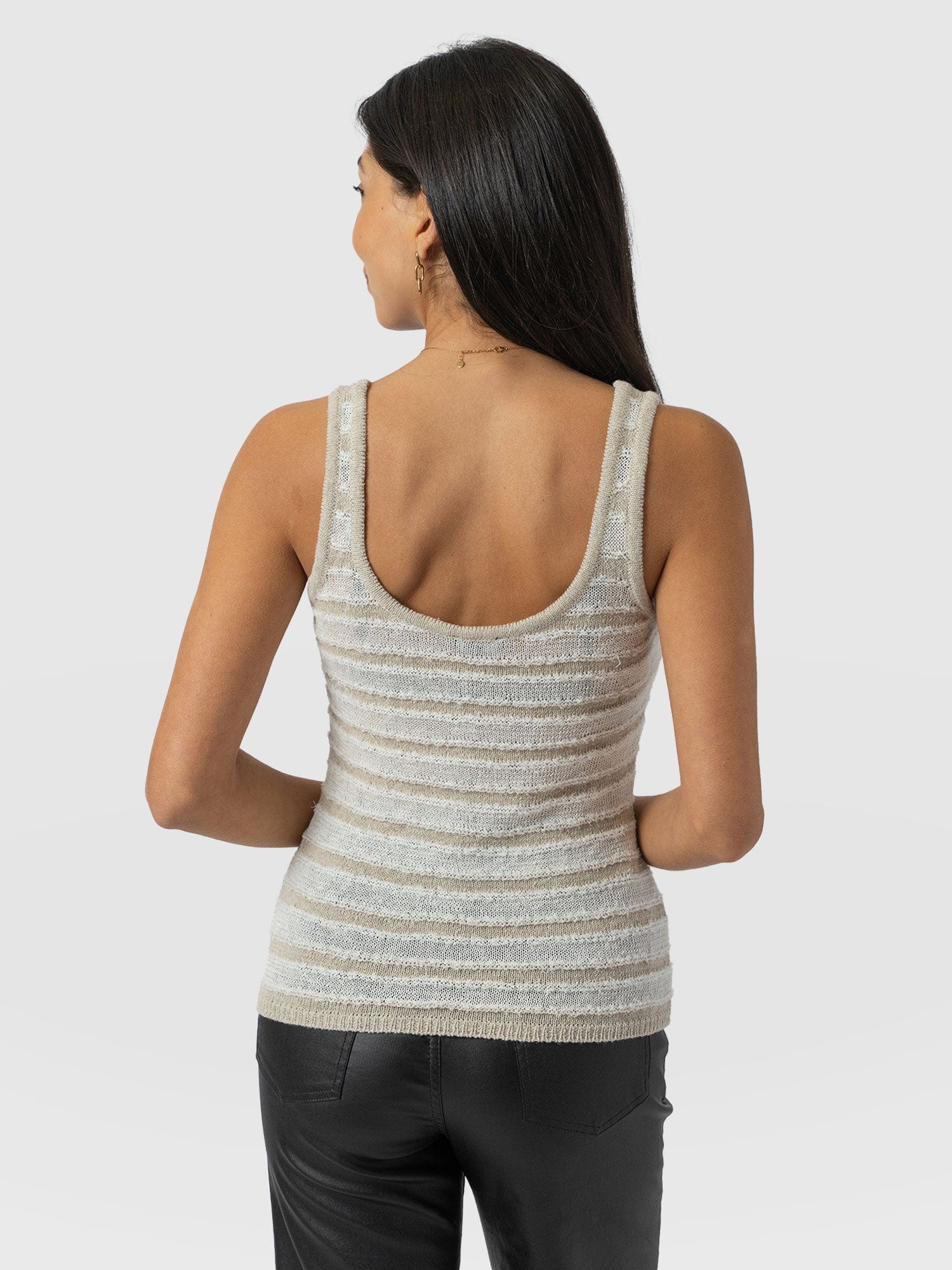 Fearne Knit Cami - Cream Stripe - Women's Tanks | Saint + Sofia® USA