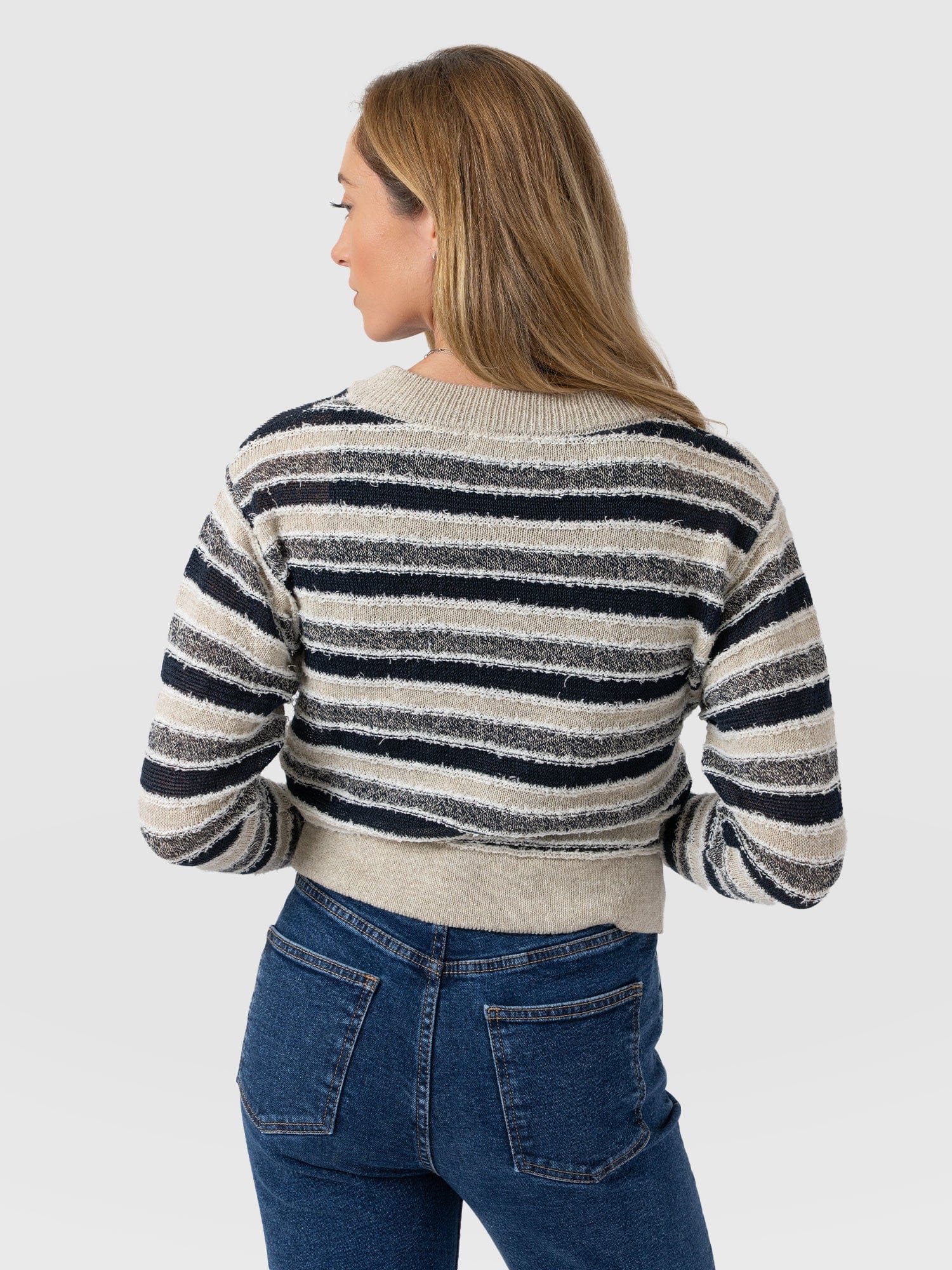 Fearne Knit Cardigan - Blue Stripe - Women's Cardigans | Saint + Sofia® USA
