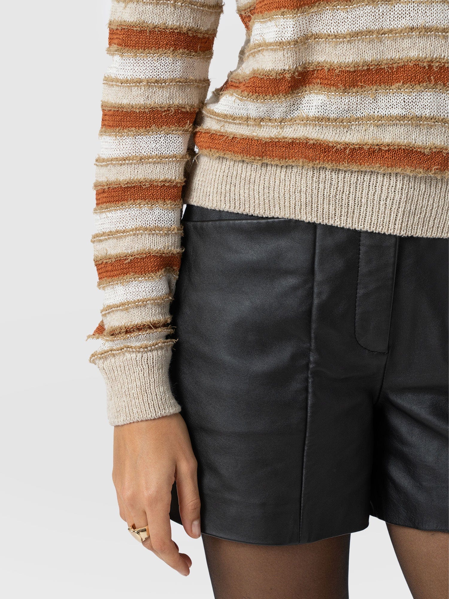 Fearne Knit Long Sleeve Tee - Rust Stripe - Women's Knitwears | Saint + Sofia® USA