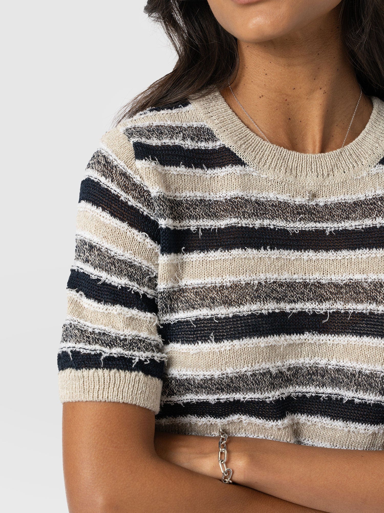Fearne Knit Tee Blue Stripe - Women's Knitwear | Saint + Sofia® US