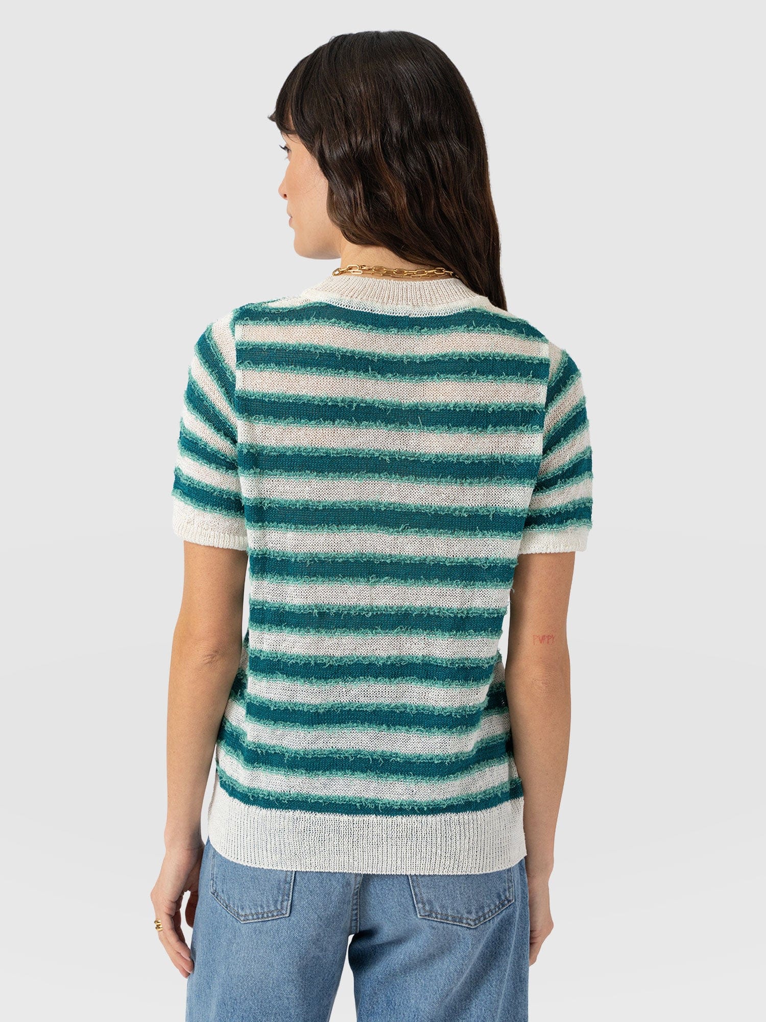 Fearne Knit Tee - Mint Stripe - Women's Sweaters | Saint + Sofia® USA
