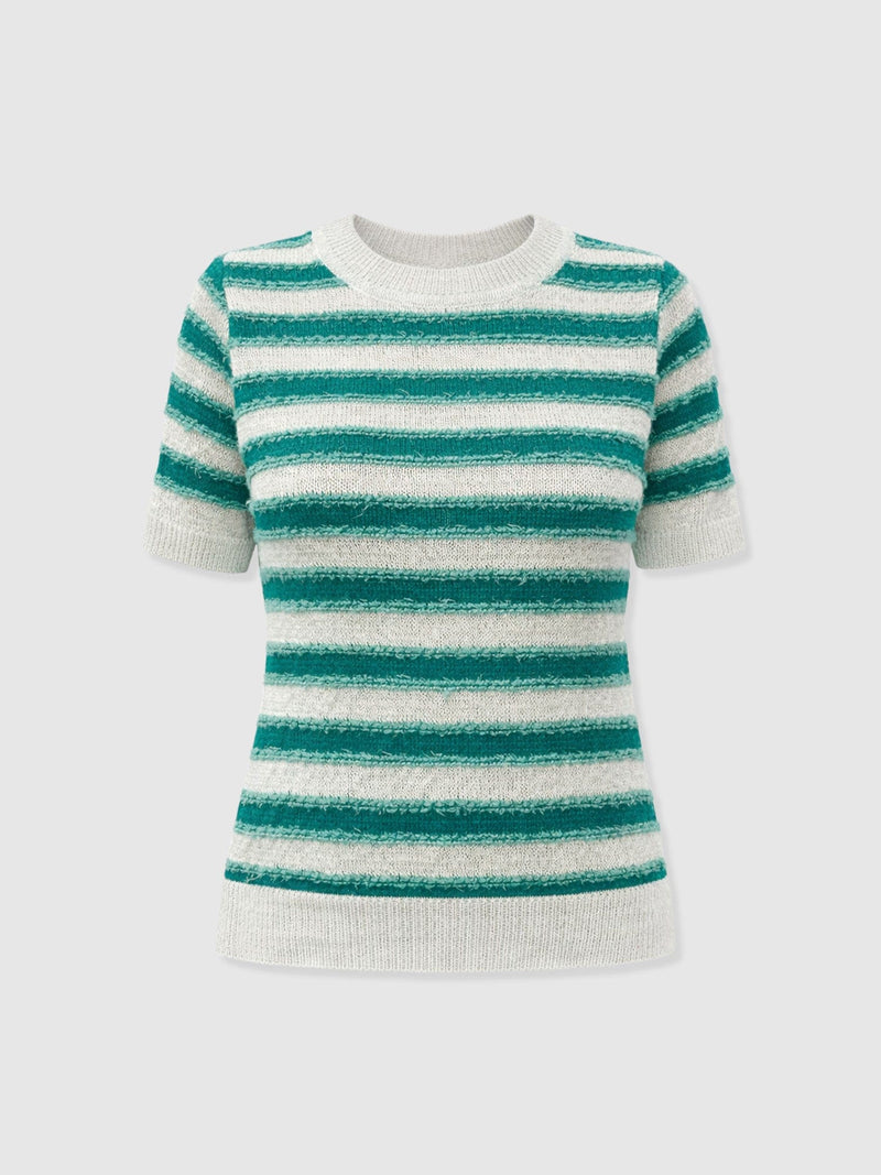 Fearne Knit Tee - Mint Stripe - Women's Sweaters | Saint + Sofia® USA