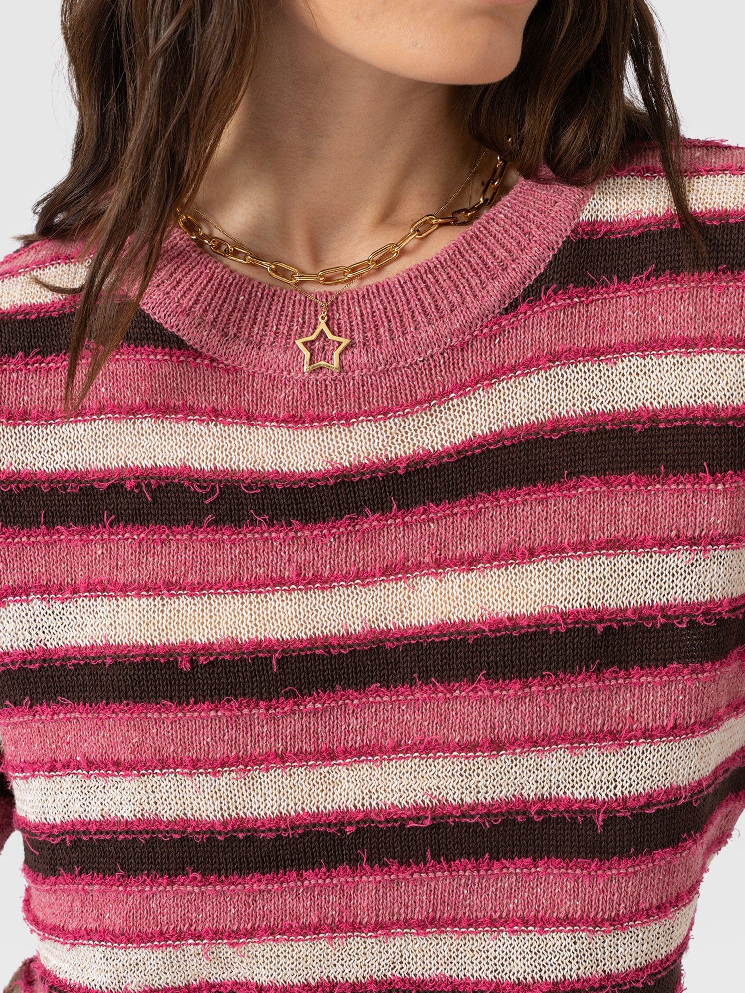Fearne Knit Tee - Pink Stripe - Women's Sweaters | Saint + Sofia® USA