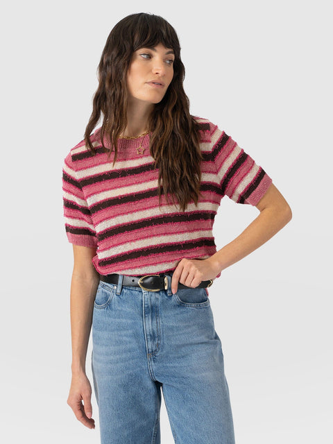 Fearne Knit Tee - Pink Stripe - Women's Sweaters | Saint + Sofia® USA