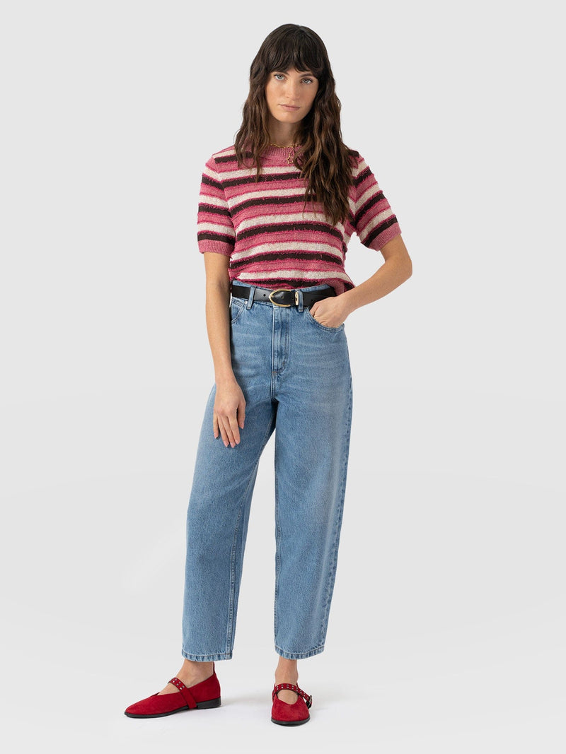 Fearne Knit Tee - Pink Stripe - Women's Sweaters | Saint + Sofia® USA