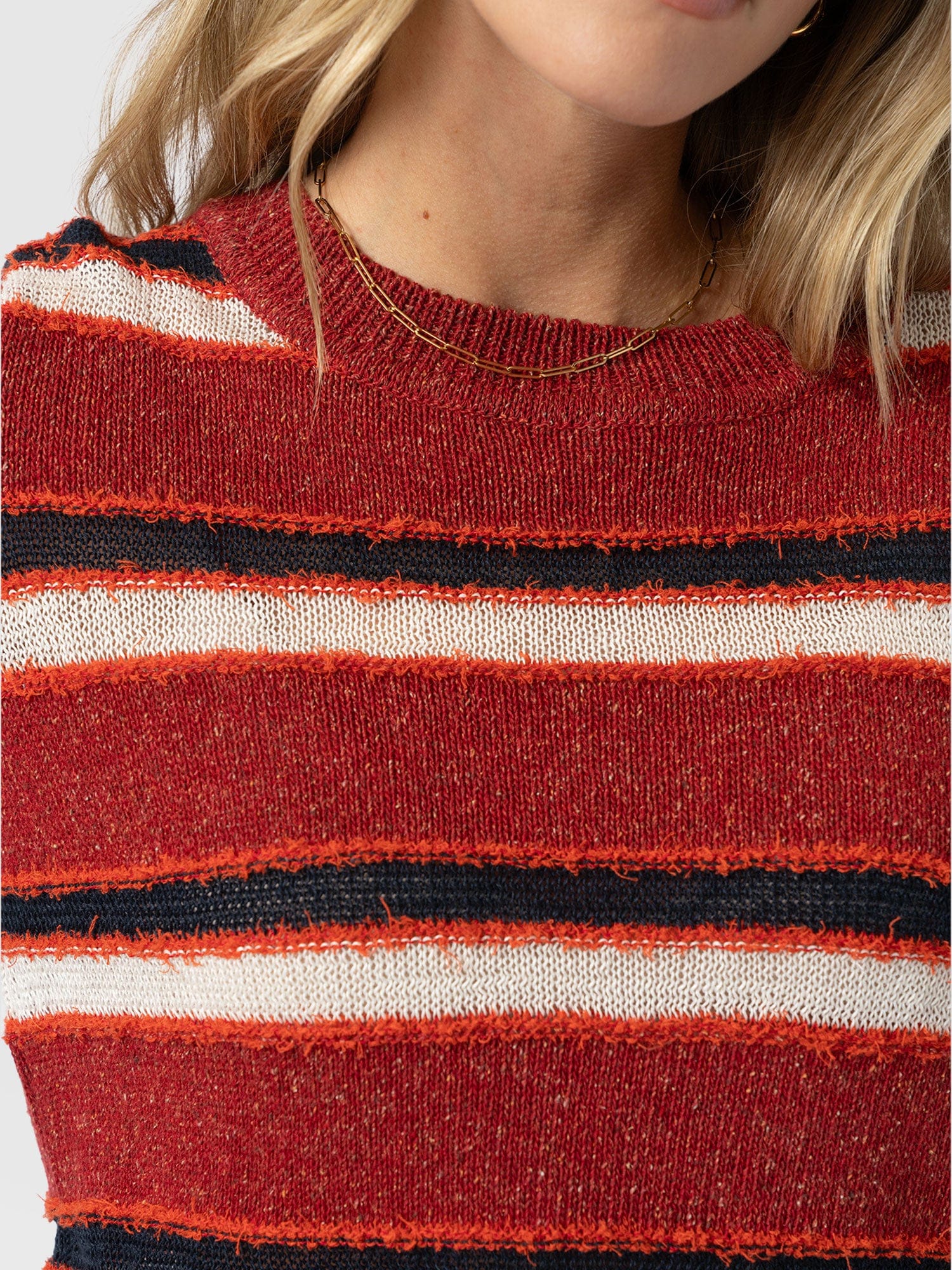 Fearne Knit Tee - Red Stripe - Women's Sweaters | Saint + Sofia® USA