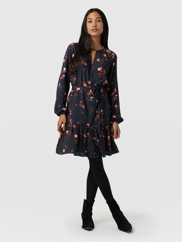 Fia Mini Tiered Dress Dark Roses - Women's Dresses | Saint + Sofia® US