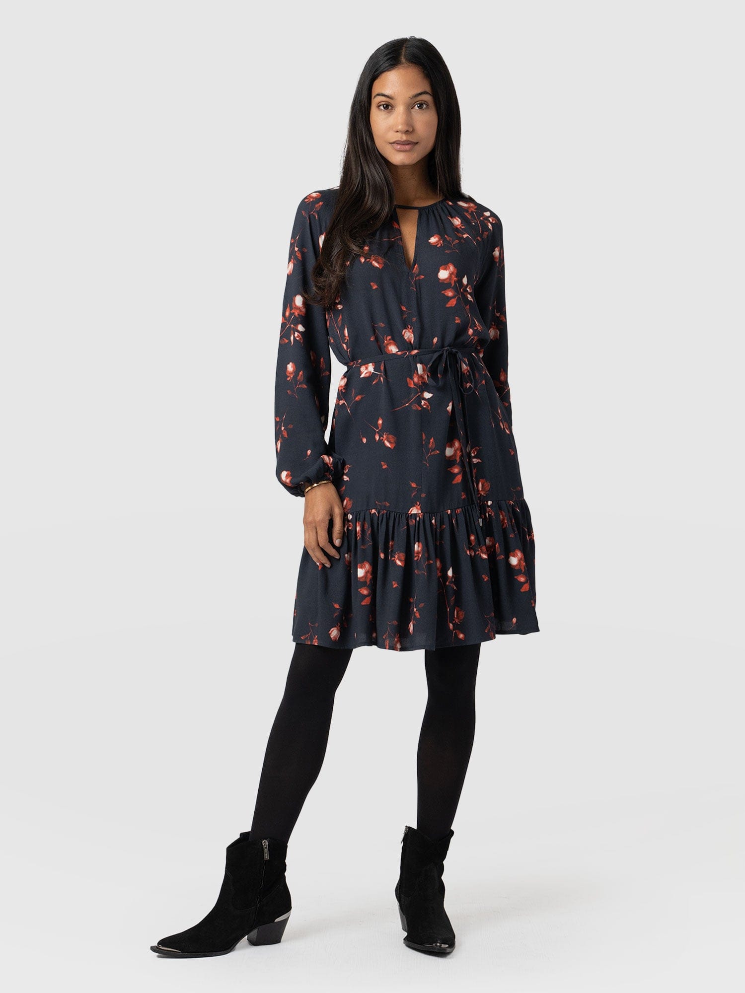 Fia Mini Tiered Dress Dark Roses - Women's Dresses | Saint + Sofia® US