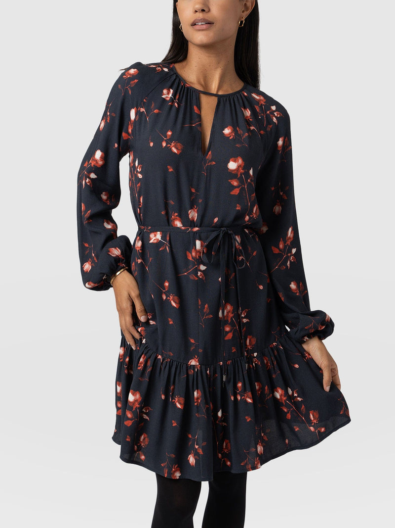 Fia Mini Tiered Dress Dark Roses - Women's Dresses | Saint + Sofia® US