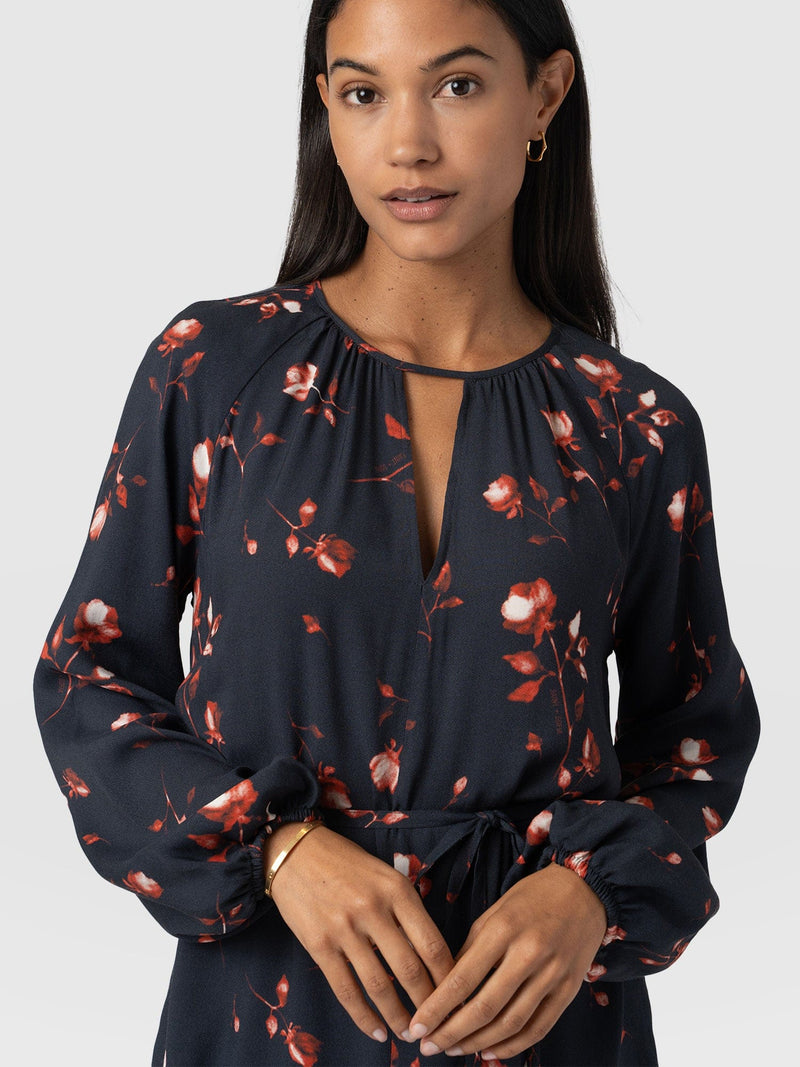 Fia Mini Tiered Dress Dark Roses - Women's Dresses | Saint + Sofia® US