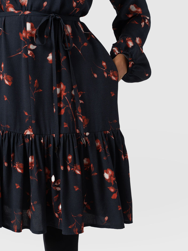 Fia Mini Tiered Dress Dark Roses - Women's Dresses | Saint + Sofia® US