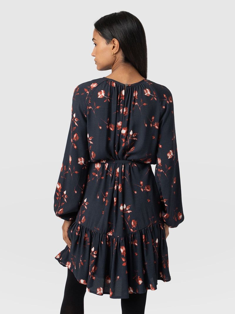 Fia Mini Tiered Dress Dark Roses - Women's Dresses | Saint + Sofia® US