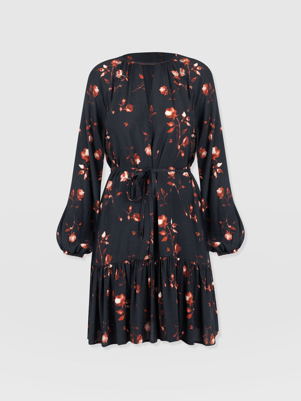 Fia Mini Tiered Dress Dark Roses - Women's Dresses | Saint + Sofia® US