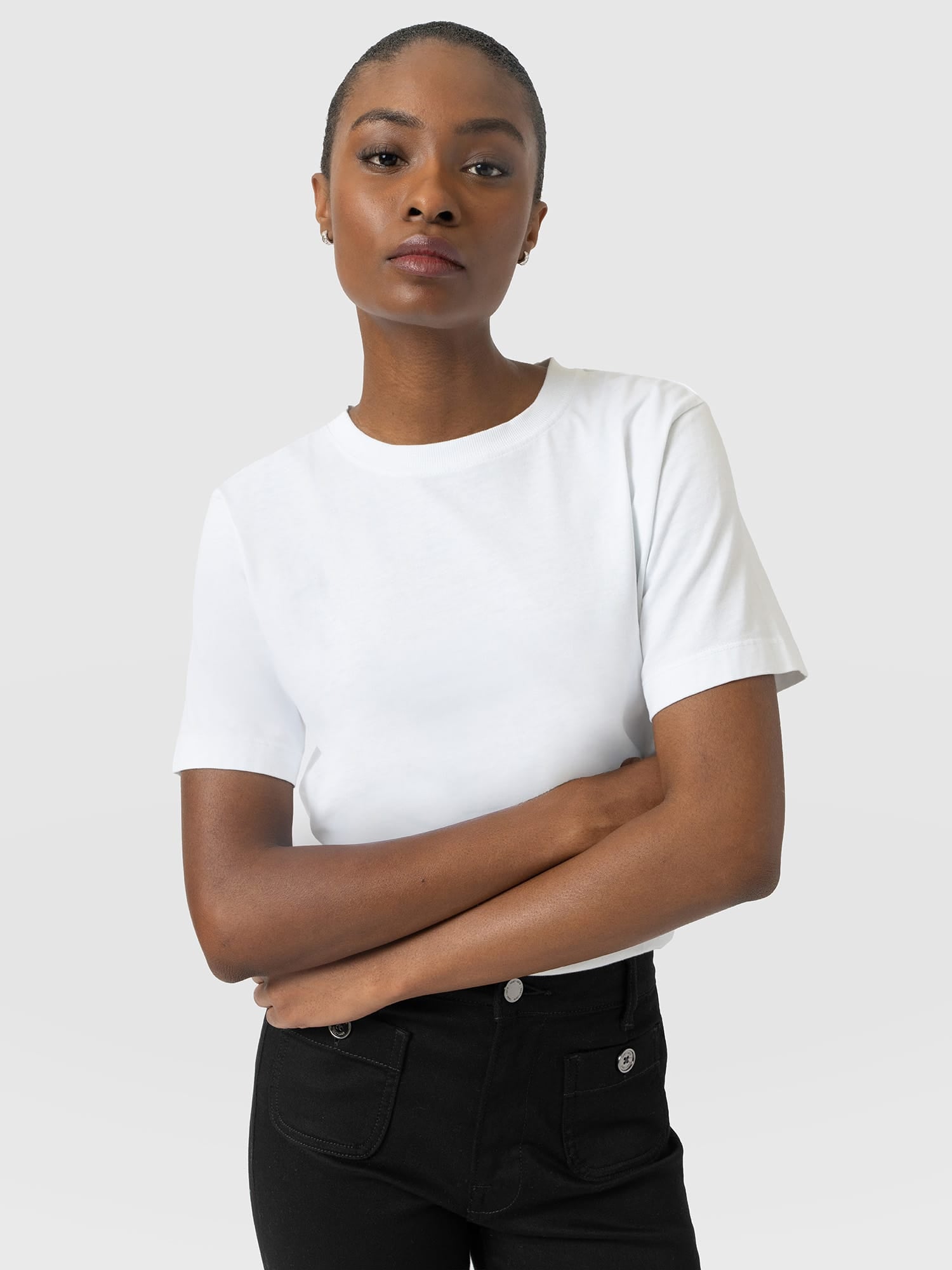 Finsbury Crew Neck Tee White - Women's T-Shirts | Saint and Sofia® USA