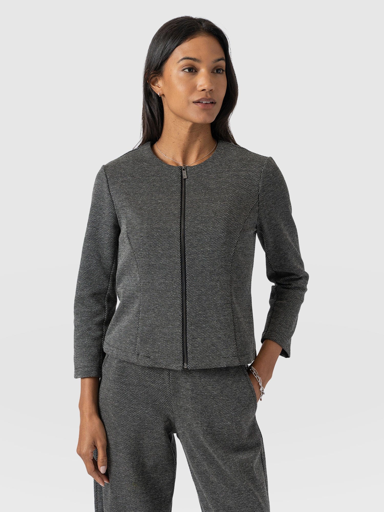 Florence Jacket - Grey Twill - Women's Jackets | Saint + Sofia® USA