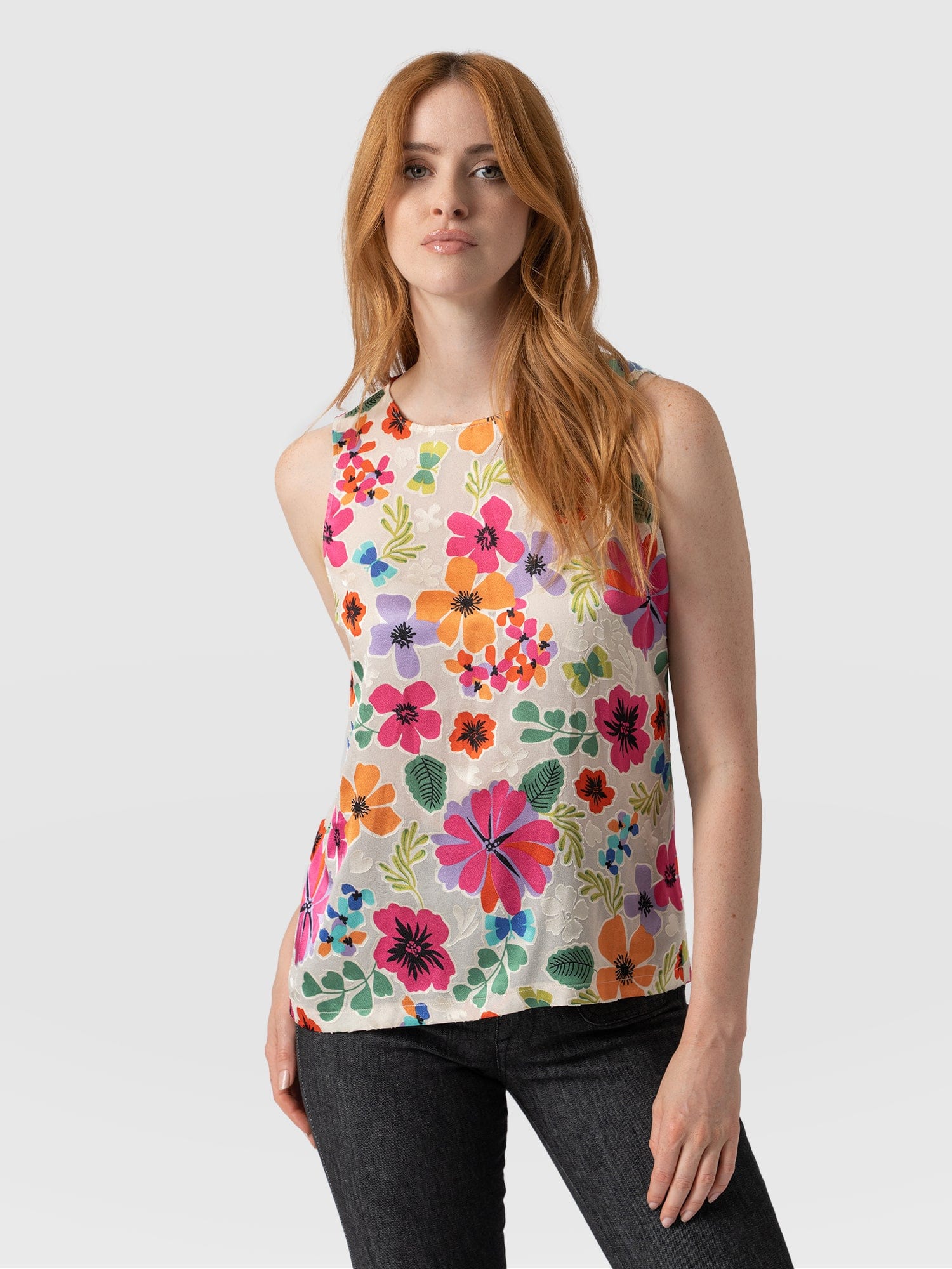 Florence Tank Beige Pop Floral - Women's Tops | Saint + Sofia® USA