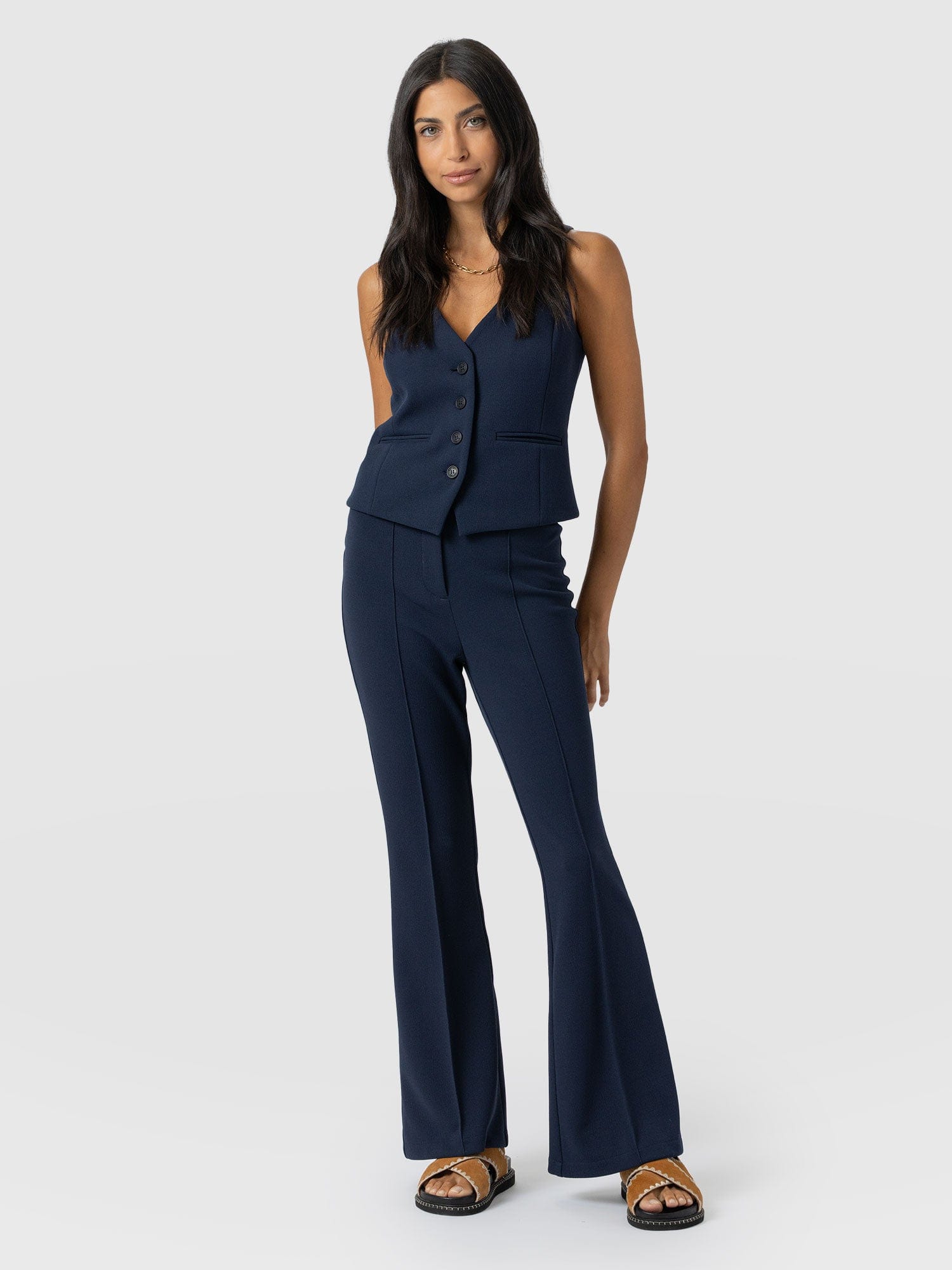 Freya Flared Pants - Navy - Women's Pantss | Saint + Sofia USA